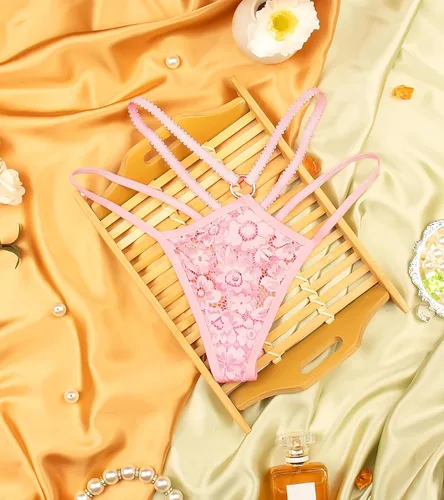 Vista 13 de Ropa interior con purpurina transpirable con encaje sexy para mujer