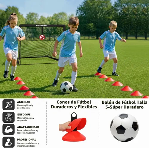 Vista 6 de BaseGoal Soccer Goals for Backyard Set of 2, 4x3ft, Mini Soccer Net Negro