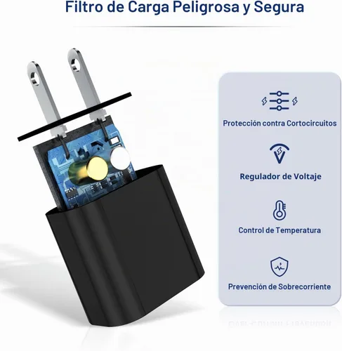 Vista 2 de Cargador de iPhone de carga rápida, enchufe de bloque de cargador de pared tipo C y cable USB C a Lightning de 10 pies de largo, caja de ladrillos