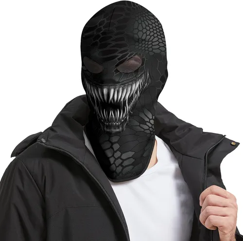 Vista 2 de Obacle Máscara de calavera para Halloween, máscara de cara completa, pasamontañas para invierno y clima frío