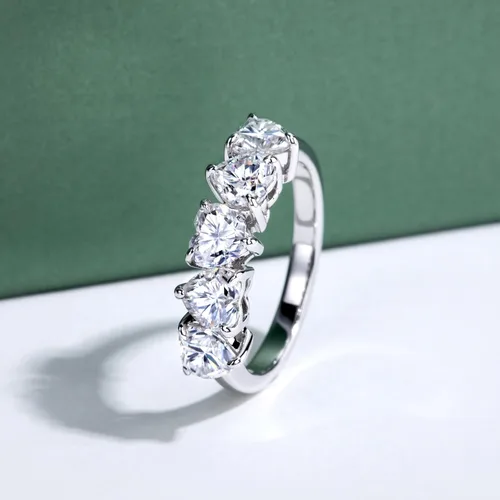 Vista 5 de Moissanite Eternity Rings, S925 Sterling Silver Anniversary Band for Women Plateado