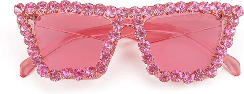 Vista 3 de FEISEDY Gafas de sol de ojo de gato cuadradas de cristal para mujer, gafas de sol brillantes de moda retro Cateye B2898