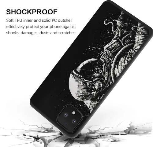 Vista 417 de Funda delgada para Google Pixel 4 XL, funda delgada de silicona de TPU suave a prueba de golpes para Google Pixel 4 XL, astronauta Galaxy