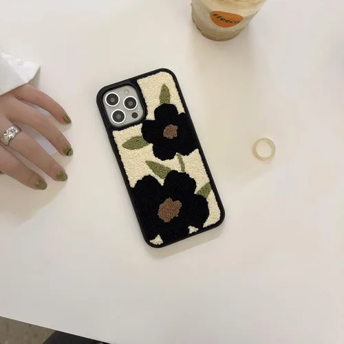 Vista 6 de Funda para teléfono con diseño floral negro compatible con iPhone 12 Pro Max de 6.7 pulgadas 2021, bonito diseño floral femenino, delgado y suave