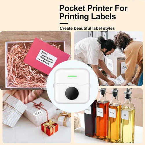 Vista 7 de 10 mini papel de impresora, 2.244 x 0.984 in, 5 rollos de papel térmico autoadhesivo imprimible y 5 rollos de papel de impresión blanco