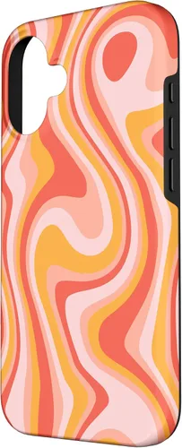Vista 2 de iPhone 16 Retro Groovy Liquid Swirl Hippie 70's 80's Psychedelic Case
