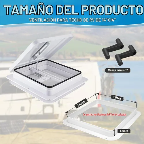 Vista 5 de GDDGHS Ventilación de techo RV de 14 x 14 pulgadas para remolque de cámper