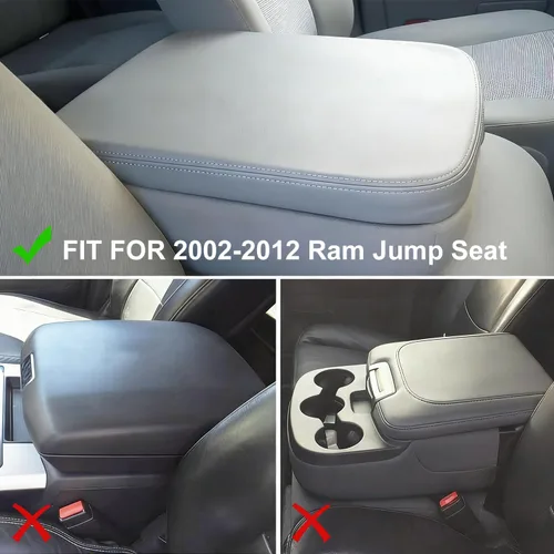 Vista 3 de AOMSAZTO Jumeat - Fundas de consola de asiento para Dodge Ram 1500 2002-2012, fundas para reposabrazos para Dodge Ram 1500, color negro