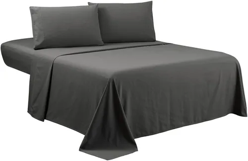 Vista 13 de Sfoothome - Juego de sábanas individuales de lujo para hotel, juego de ropa de cama de 3 piezas, color negro, bolsillo extra profundo, juego de ropa