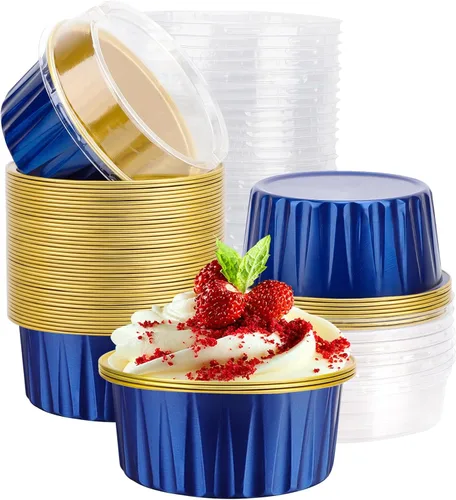 Vista 14 de EUSOAR Forros para cupcakes para hornear, 50 forros para magdalenas de 5 onzas, moldes de papel de aluminio desechables, recipientes de postre