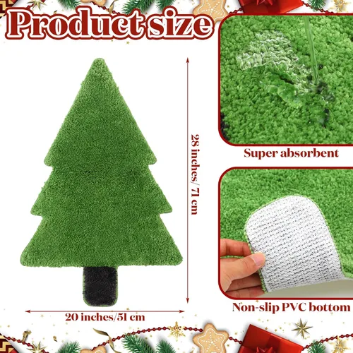 Vista 2 de Tinideya Alfombra de baño de árbol de Navidad para niños, 28 x 20 pulgadas, tapete de baño para bañera, árbol de Navidad, tapete de baño verde