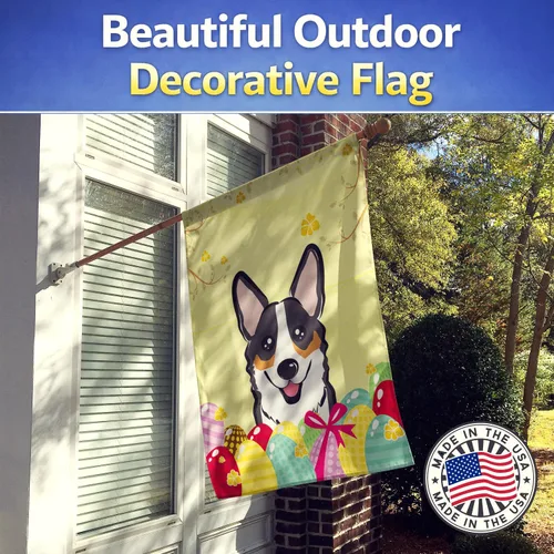 Vista 723 de Caroline's Treasures BB1923GF Bandera decorativa para jardín con diseño de Border Collie, para caza de huevos de Pascua, para jardín, jardín, patio