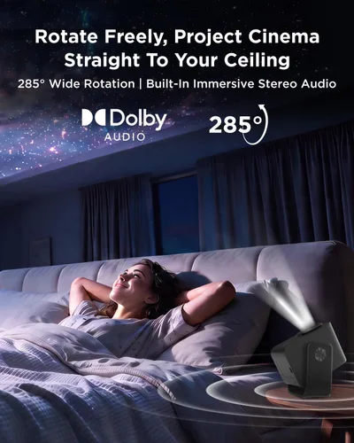 Vista 4 de TCL C1 Smart Google TV Projector, WiFi y Bluetooth, cardán giratorio de 285