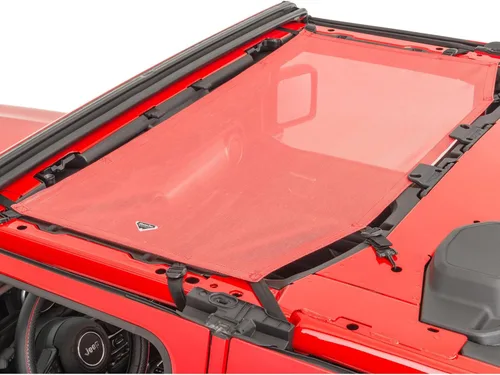 Vista 11 de MasterTop ShadeMaker Bimini Techo de Malla - Se Ajusta a Jeep Wrangler JL de 2 Puertas 2018-2023 - Parasol para Jeep Wrangler JL - Correas y Rojo