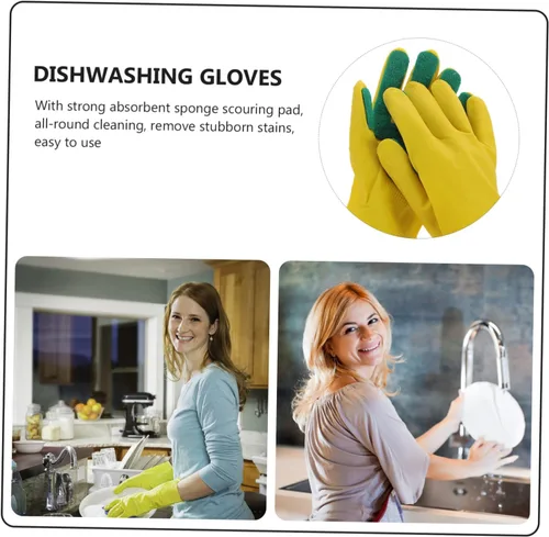 Vista 6 de 1 par de guantes de limpieza de The Mitten Guauntlets para limpieza de platos reutilizables