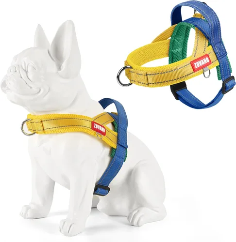 Vista 8 de Arnés ligero para perros pequeños, arnés reflectante de malla suave sin estrangulamiento con mango acolchado, pecho ajustable, arnés de hebilla