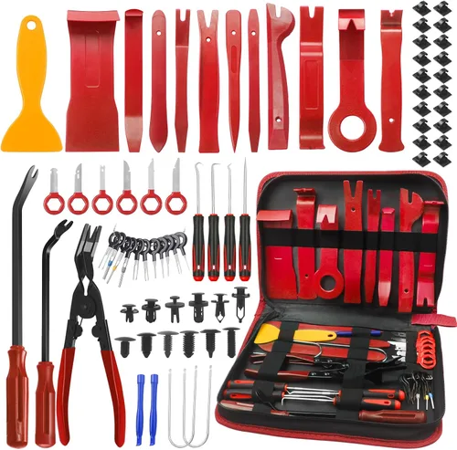 Vista 8 de Poraxy - Juego de herramientas de extracción de molduras para automóvil, kit de 120 piezas, herramientas de extracción de panel de puerta de audio