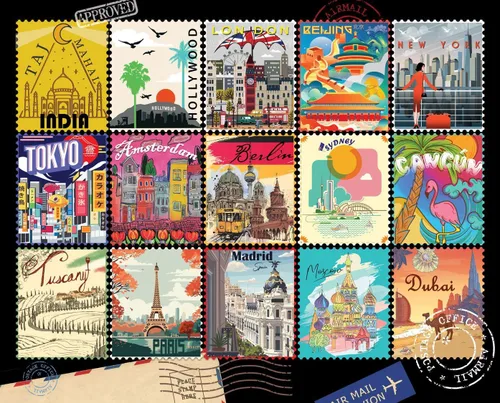 Vista 9 de Springbok Ir al cine rompecabezas de 1000 piezas para adultos con foto collage de carteles de algunas de las películas favoritas de América