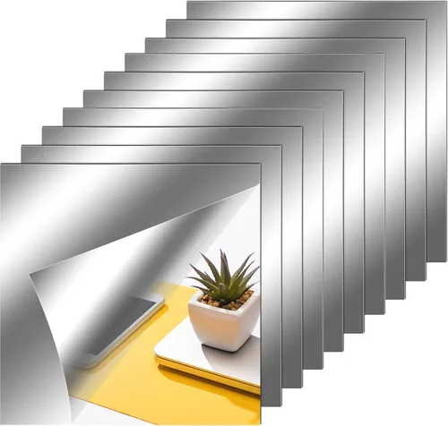 Vista 12 de Zonon Hojas de espejo flexibles autoadhesivas, no de vidrio, azulejos adhesivos para decoración de pared del hogar (20 piezas, 6 x 9 pulgadas)