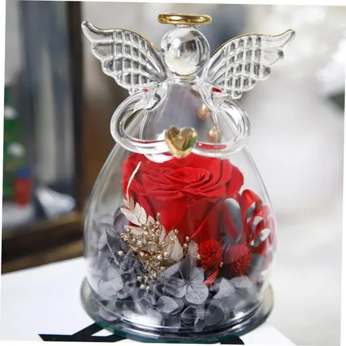 Vista 3 de Cúpula de cristal, 4 unidades, cubierta de cristal de ángel, decoración de Navidad, mini jarrones para flores, cupcakes, cloche, pantalla