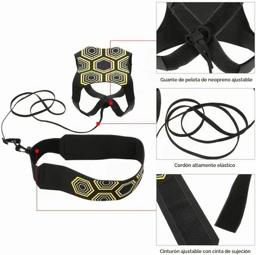 Vista 5 de Entrenador de patadas de fútbol, ayuda para entrenamiento de fútbol, manos libres, suela de tiro con cinturón ajustable, cuerda elástica