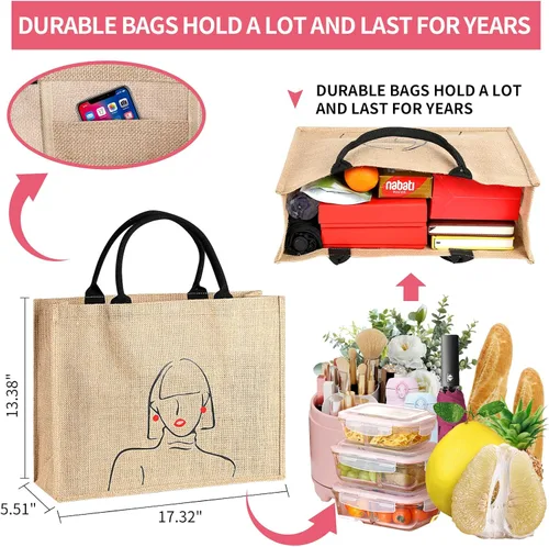 Vista 3 de Bolsa de playa grande para mujer con bolsillo frontal transparente, bonita bolsa de paja para uso en verano, bolsa de compras reutilizable