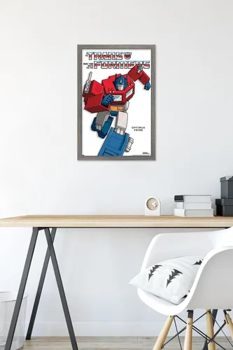 Vista 6 de Hasbro Transformers - Póster de pared Optimus Prime Feature Series, 22.4 pulgadas de largo x 14.7 pulgadas de ancho, versión enmarcada de madera