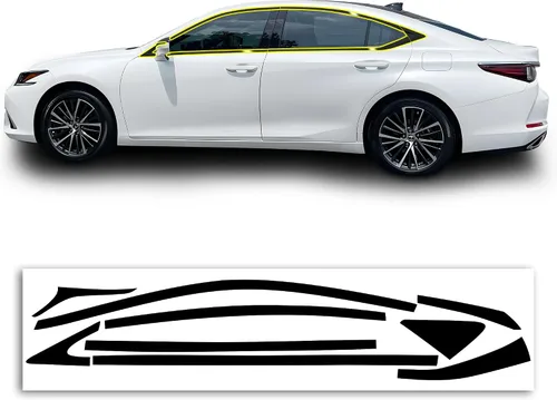 Vista 9 de BOGAR TECH DESIGNS Para Lexus ES 2019-2026 Parrilla delantera Chrome Delete - Kit de revestimiento de vinilo precortado, borde opaco negro brillante