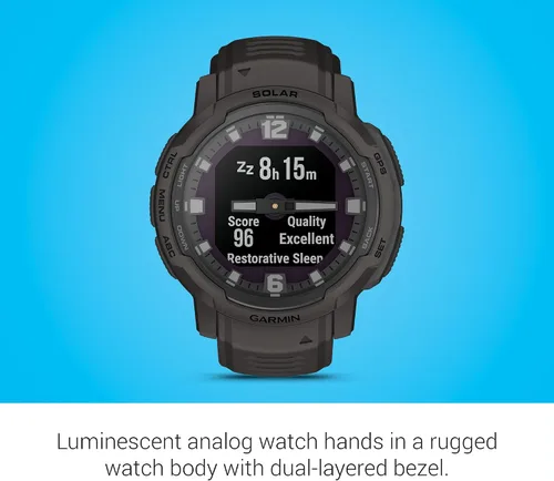 Vista 3 de Garmin Instinct® Crossover Solar, reloj inteligente híbrido, 1.772 in Grafito