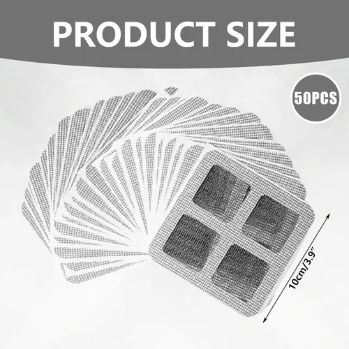 Vista 3 de 50 piezas desechables de malla fina de 4 x 4, cubiertas de drenaje desechables autoadhesivas para filtro de ducha, para baño, lavandería, tina, ducha
