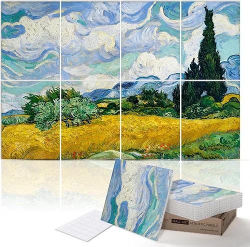 Vista 10 de PINWELIFE® Paneles acústicos de arte de pared, paneles absorbentes a prueba de sonido, para el hogar y la oficina, amortiguación decorativa