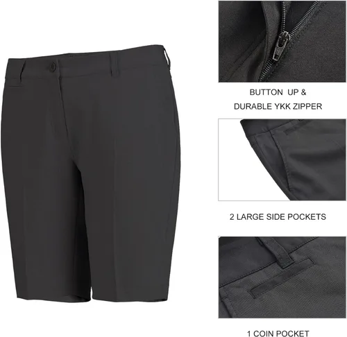 Vista 5 de Lesmart Pantalones cortos de golf para mujer, ligeros, elásticos, ajuste relajado, longitud hasta la rodilla, bermudas