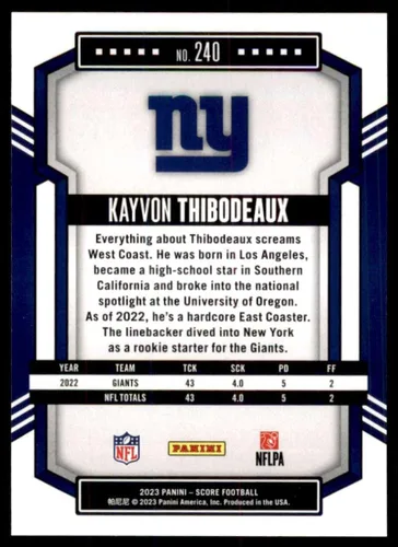 Vista 2 de KAYVON THIBODEAUX 2023 Score #240 NM+-MT+ NFL Football NY Giants