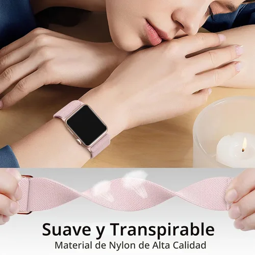 Vista 3 de DaQin 3 Pack Stretchy Solo Loop Compatible with Apple Watch Bands Men Women Correa de nailon suave y transpirable de 1.654 pulgadas, 1.614 pulgadas