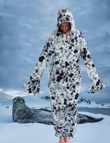 Vista 4 de YUNTAISHAN Disfraz de animal de una pieza para adultos, pijama de animal para cosplay para mujeres y hombres