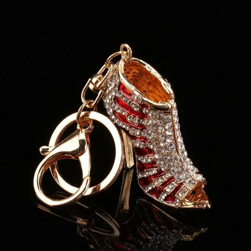 Vista 6 de TOPINCN Llavero con diamantes de imitación de tacón alto para zapatos, llavero de cristal, llavero, cadena, colgante, regalo, para mujer, bolso