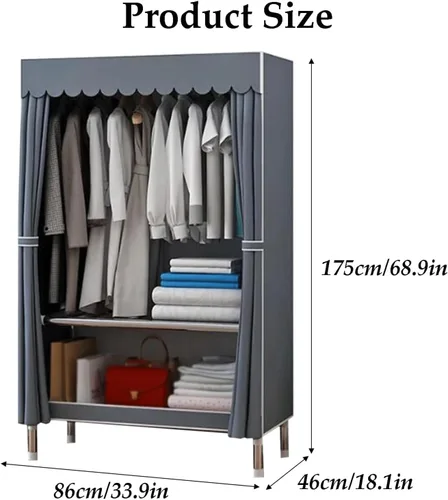 Vista 2 de large closets Portable Wardrobe Closet Thick Metal Frame Closets for Bedroom Cloth Wardrobe Closet for Bedroom Hanging Clothes Closet Space-saving