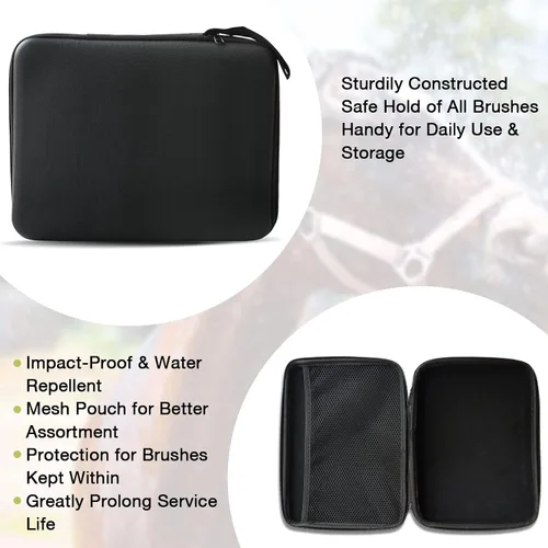 Vista 3 de Harrison Howard Kit de aseo de caballos, juego de 10 piezas de cepillos de madera con estuche de almacenamiento, suministros de sala de tachuelas