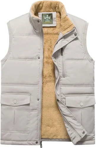Vista 24 de XinYangNi Chaleco de invierno con forro polar para hombre, chaqueta de burbujas cálida e informal