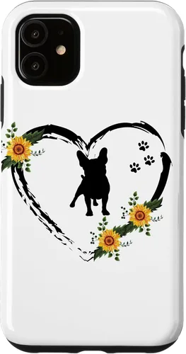 Vista 8 de iPhone 16 French Bulldog With Paw Prints And Sunflower Heart On White Case