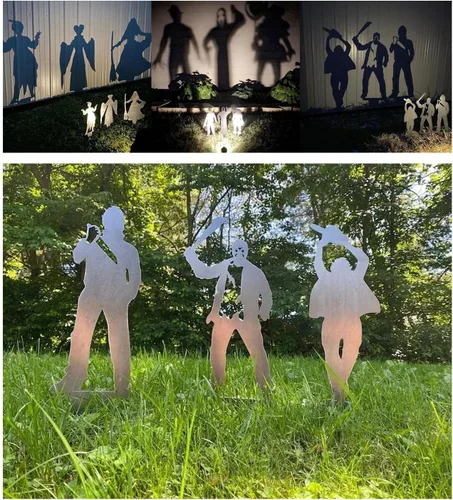 Vista 8 de Decoración de arte de metal con lanzador de sombras de Halloween, estacas espeluznantes para casa embrujada, patio y decoración al aire libre