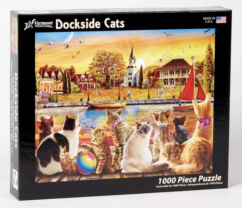 Vista 2 de Vermont Christmas Company Rompecabezas de gatos Dockside de 1000 piezas