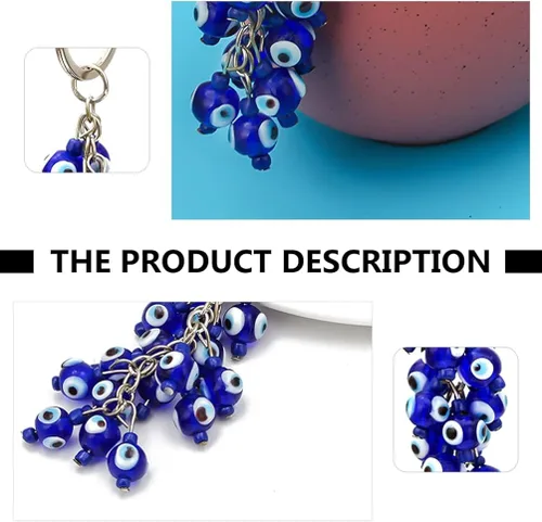 Vista 5 de Glass Eyeball Keychain Metal Eye Beads Keyring Pendants Evil Eye Charms Car Key Ring Holder