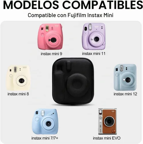 Vista 2 de XANAD - Funda para cámara Fujifilm Instax Mini 13/12/11/10/9/8/7/7+, color negro y gris