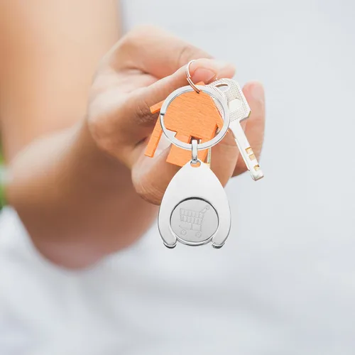 Vista 6 de Kisangel 2 piezas de carrito de compras, llavero de metal para carrito de compras, fichas pequeñas para monedas, para llavero, adorno colgante