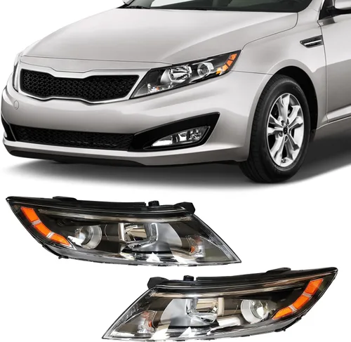 Vista 10 de Para faros halógenos de lado del conductor izquierdo 2014 2015 Kia Optima EX LX Proyector Carcasa negra sin DRL (Solo para modelo de EE. UU.)