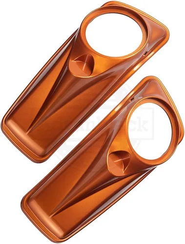Vista 3 de Tapas para bocinas de motocicleta aptas para 2014+ Harley Touring Hard Saddle Bags - Whisky ámbar, 8 pulgadas Amber Whiskey