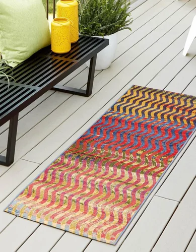 Vista 11 de Unique Loom - Alfombra colección de círculos abstractos, de transición para interiores y exteriores, beige, Polipropileno, Púrpura (Multi/Purple)