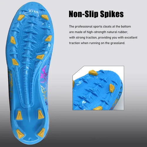 Vista 4 de Zapatos de fútbol para hombre y mujer, botas de fútbol de alta calidad, ligeras y transpirables, tenis de fútbol de uñas largas, suela de goma