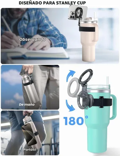 Vista 2 de eSamcore Stanley Cup Soporte magnético para teléfono Magsafe, accesorios plegables para botellas de agua, soporte de teléfono móvil para iPhone